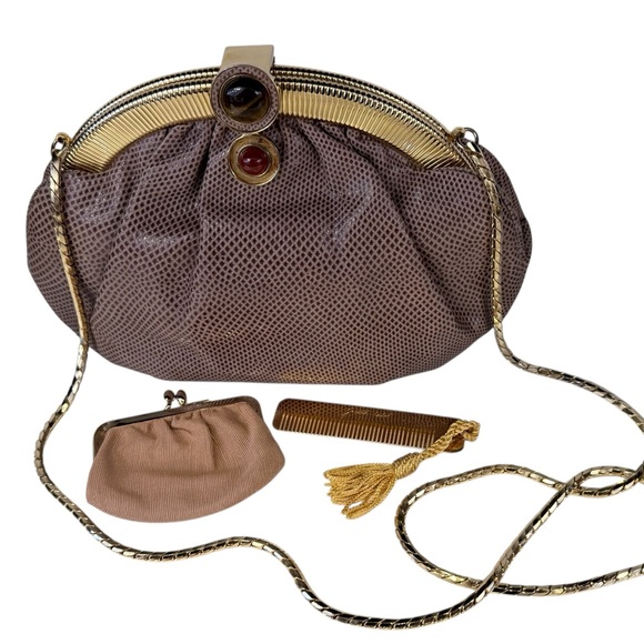 Vintage Judith Leiber Lizard Skin Crossbody Clutch - Picture 1 of 12
